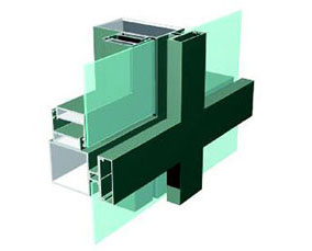 100-140系列明框隐框玻璃幕墙结构图